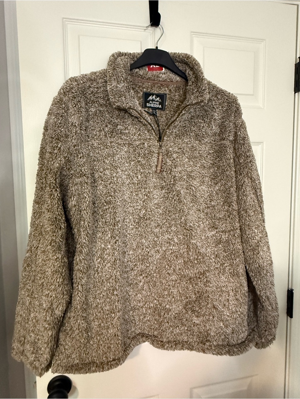Alpine Sherpa Quarter-Zip Pullover in Taupe Brown